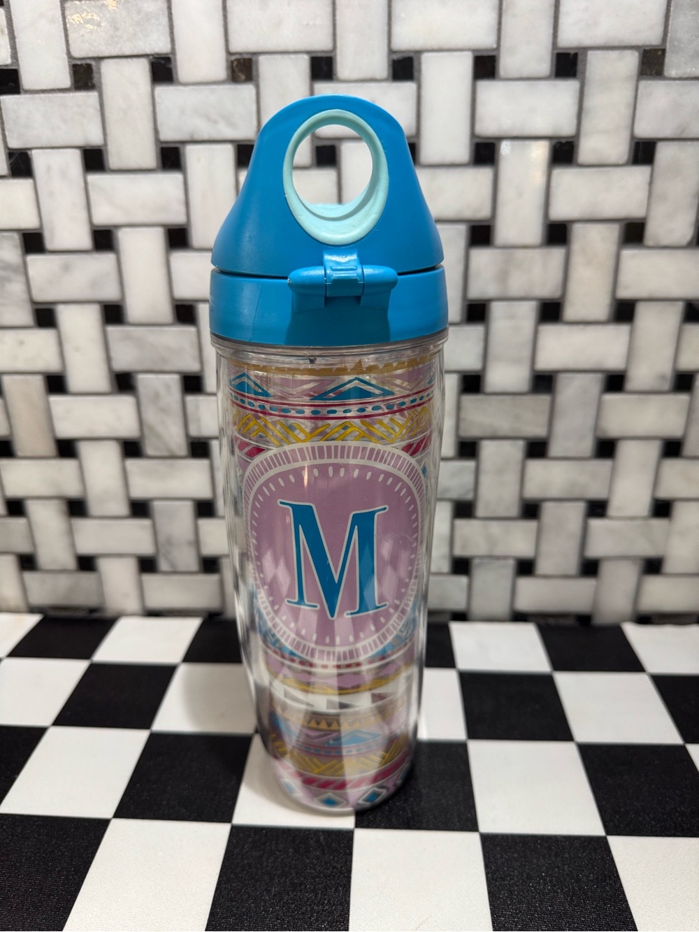 Tervis Personalized 'M' Blue-Top Insulated Party Tumbler/Bottle -